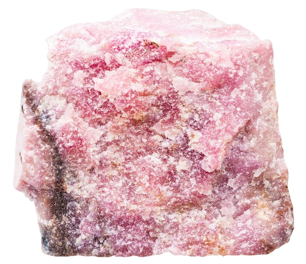 Rhodonite rock isolated on white