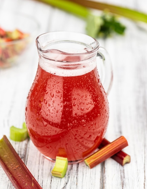 Rhubarb Spritzer close up shot selective focus