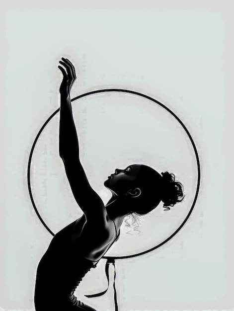 Rhythmic gymnast performing with hoop and white background