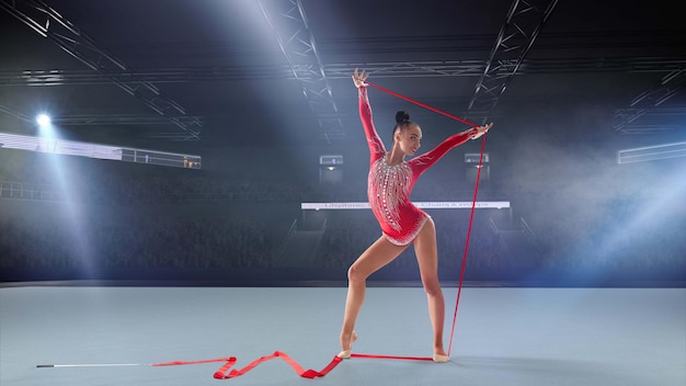 Rhythmic gymnast in professional arena