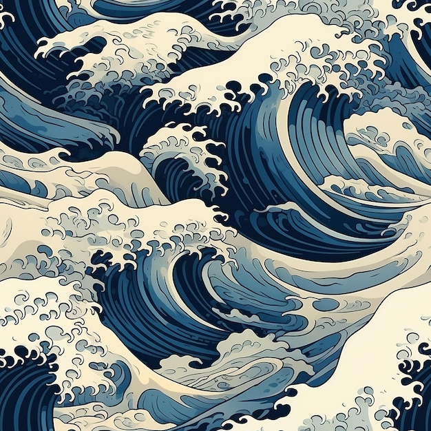 Rhythmic Kanagawa Waves A Timeless Seamless Pattern