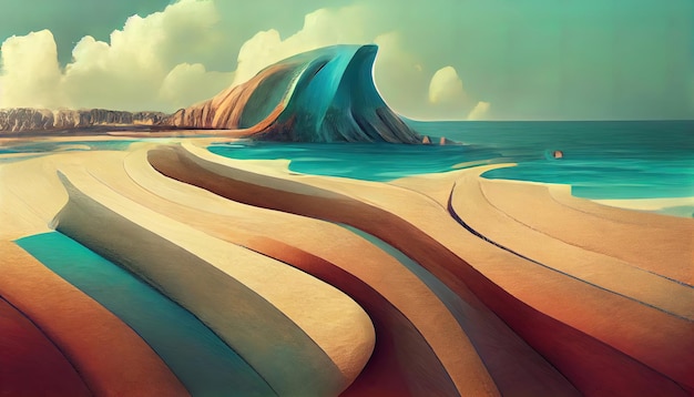 Rialto futuristic Beach 3d illustration