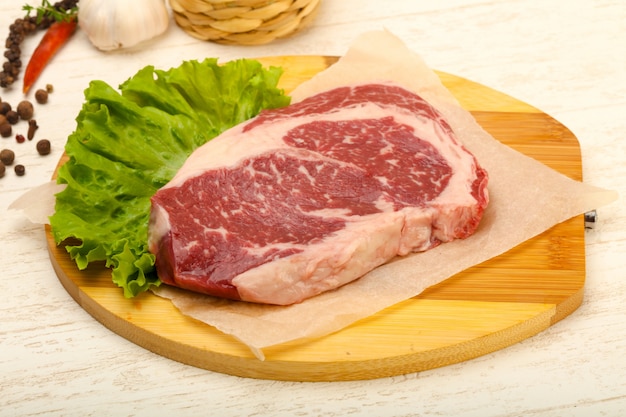 Rib eye raw steak