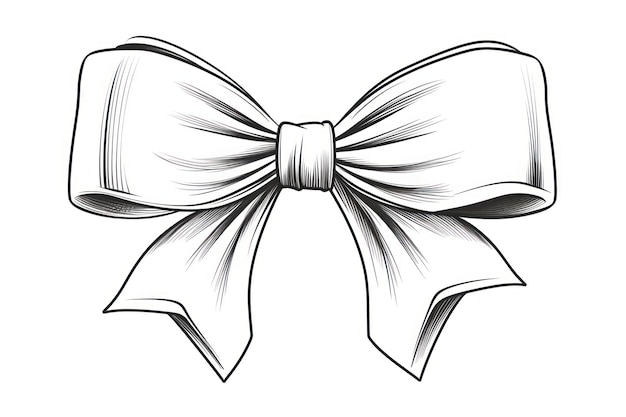 Ribbon bow sketch drawing white