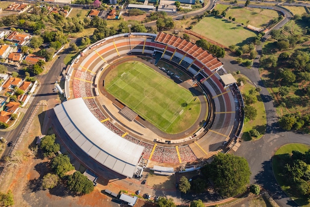 Ribeirao Preto Sao PauloBrazil Circa June 2022 Aerial view of Ribeirao Preto Sao Paulo you can see buildings and Santa Cruz Botafogo Stadium