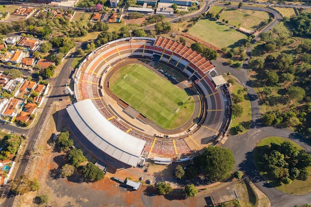 Ribeirao Preto Sao PauloBrazil Circa June 2022 Aerial view of Ribeirao Preto Sao Paulo you can see buildings and Santa Cruz Botafogo Stadium