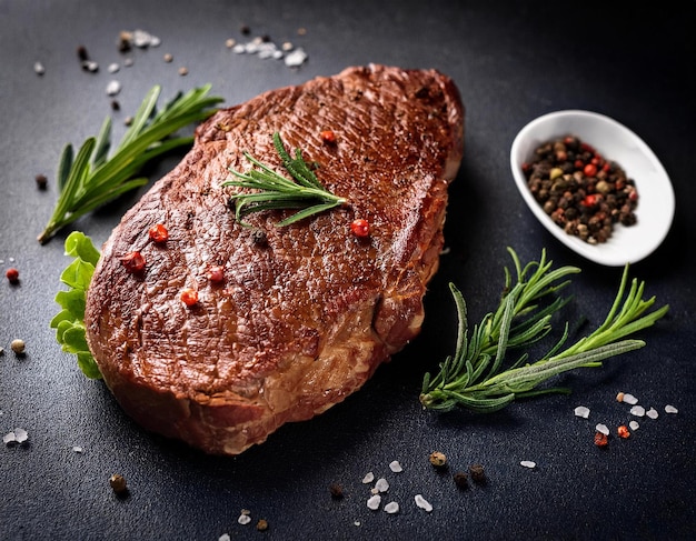 ribeye steak on a blackboard