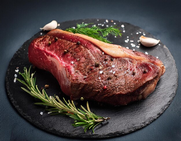 ribeye steak on a blackboard