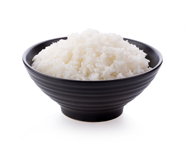 Rice in a black bowl