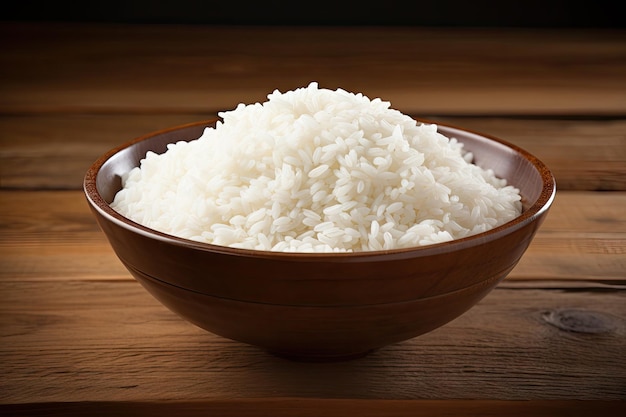 Rice in a bowl on table