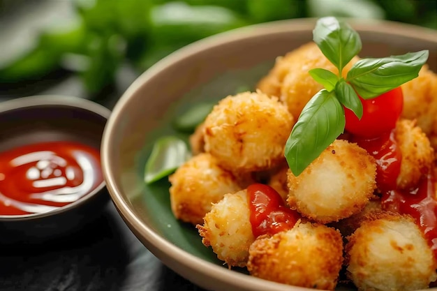 Rice Cake Croquettes with Ketchup Dish