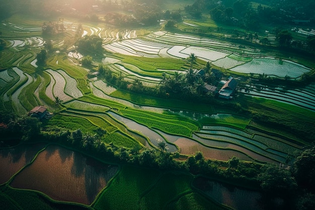 Rice fields from the air Generative AI