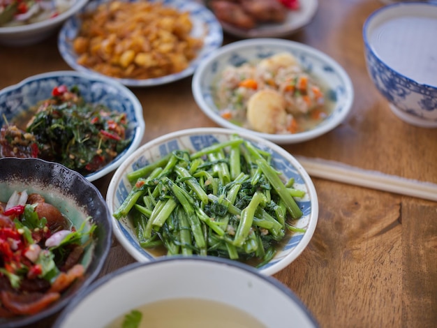 Rice gruel and side dish Concept breakfast THAI STYLE