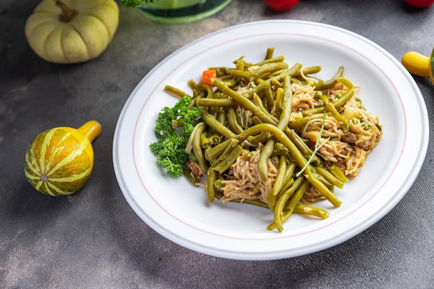 rice noodles, green bean, vegetable, asian snack healthy meal food on the table copy space food