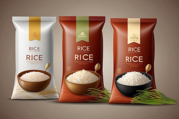 Rice Package Mockup Thailand food Products vector illustration