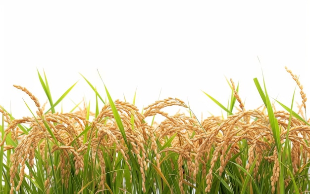 Rice Paddy Fields with Harvested Grains for World Food Day On White Background