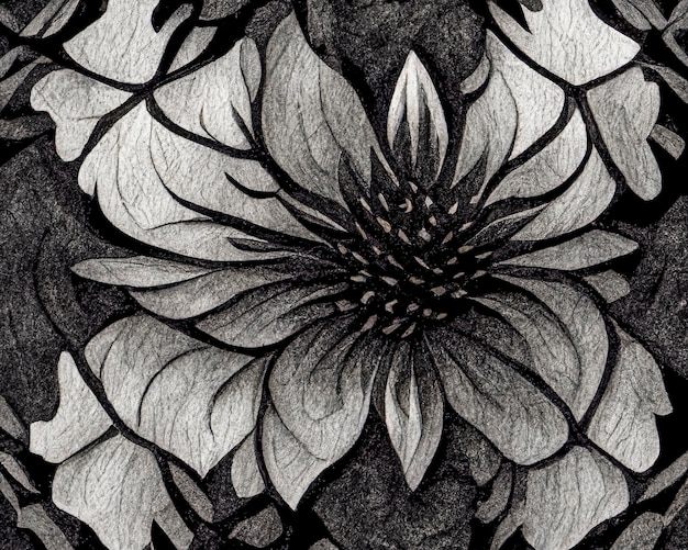 rice paper texture with flower drawn with black ink, japanese creative background