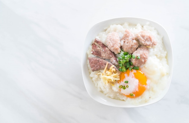 rice porridge with pork and egg