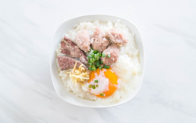 rice porridge with pork and egg