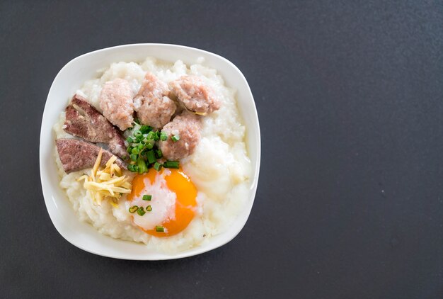 rice porridge with pork and egg