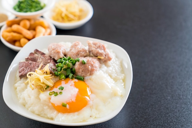 rice porridge with pork and egg