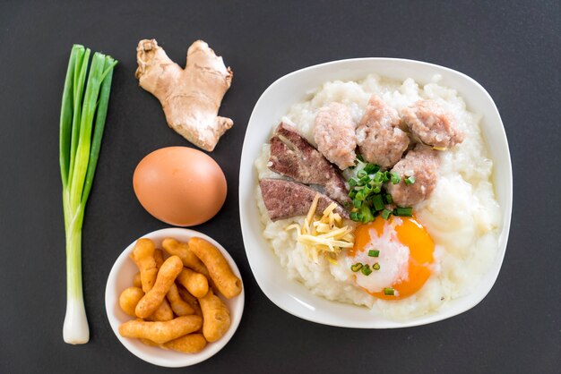 rice porridge with pork and egg