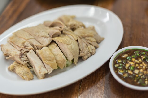 Rice steamed with chicken soup (hainanese chicken rice) for sale