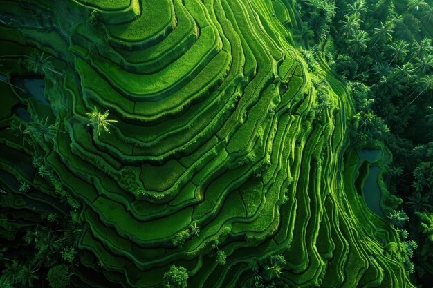 Photo rice terraces on hillside