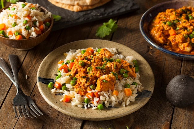 Rice with vegetables on a plate