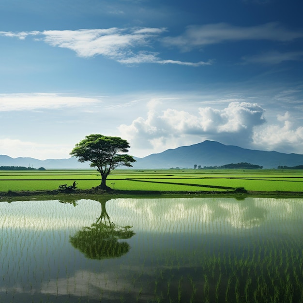 Ricefield's afternoon radiance invites you to immerse yourself in a world of peaceful reverie