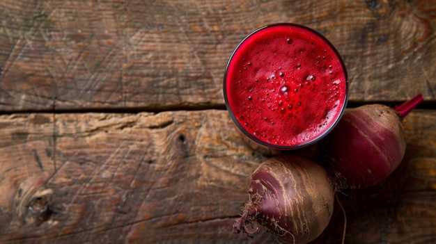 Rich Beetroot Juice on Rustic Wooden Table CloseUp