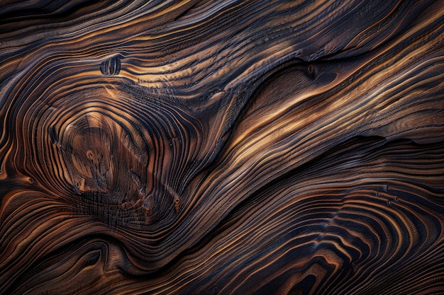 Rich Dark Wood Grain Texture with Natural Patterns