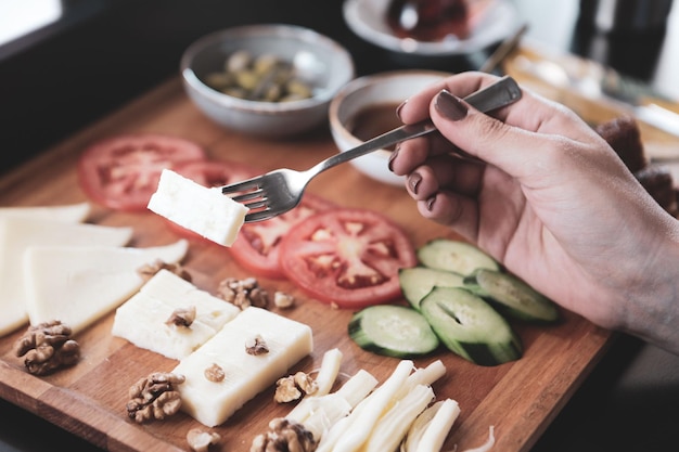 Photo rich and delicious turkish breakfast