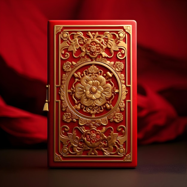 Rich Elegant Traditional Chinese Red Envelope AI Photo Art