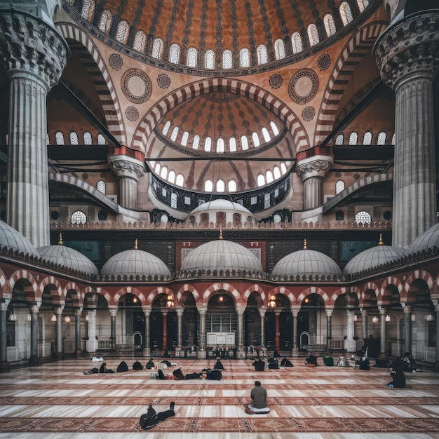 Photo rich interior of kocatepe mosque the largest masjid in ankara turkey