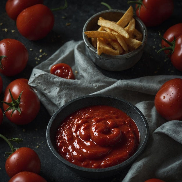 Photo rich ketchup in a bottle perfect for bringing a touch of savory tomato goodness to your dishes