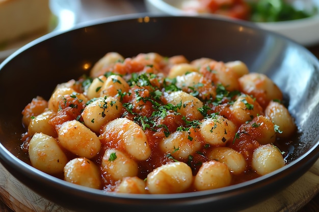 Rich Tomato Sauce Poured Over Freshly Made Gnocchi