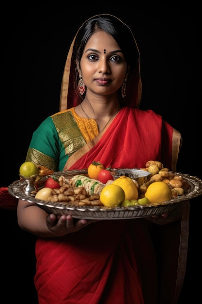 A Rich Variety of Fruits Served on a Silver Platter