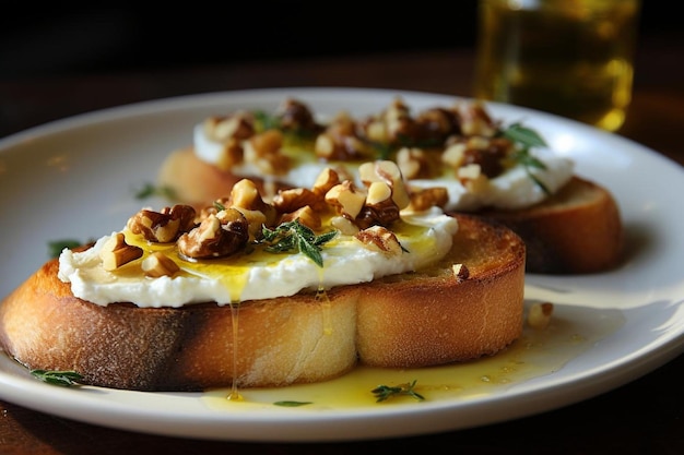 Ricotta Honey Walnut Bruschetta delicious Bruschetta food image photography