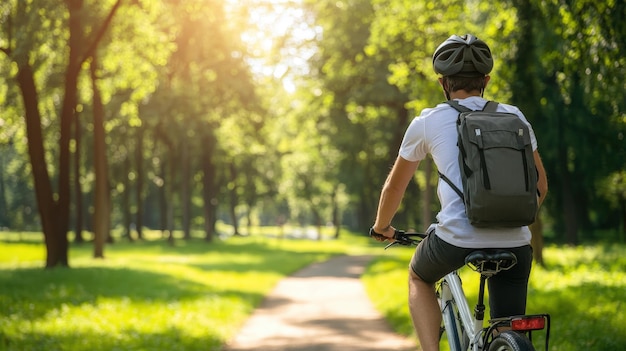 Riding Through Nature An Adventurous Journey on an Electric Bike Amidst the Tranquil Park Atmosphere