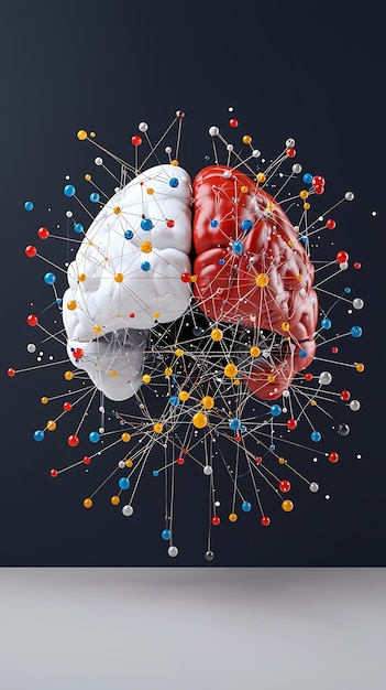 Photo right brain creativity vs left brain logic with one side covered in mathematical symbols