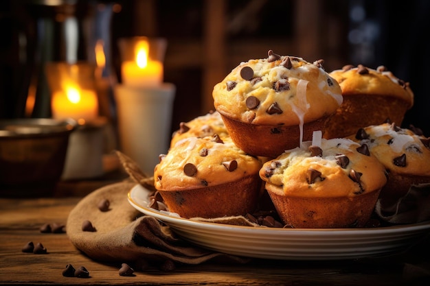 Ring doughnuts covered in icing and sprinkes and chocolate ai generated