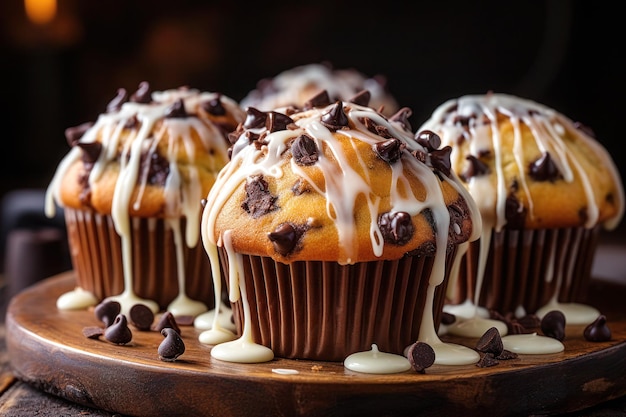 Ring doughnuts covered in icing and sprinkes and chocolate ai generated