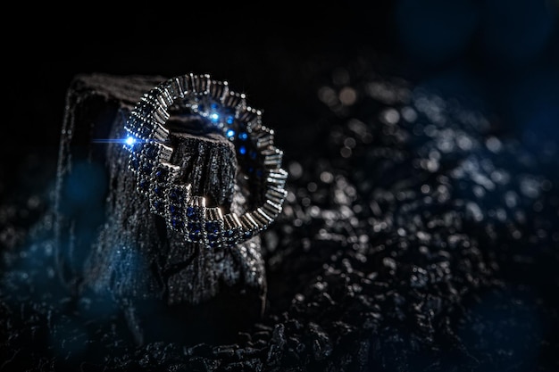 Ring of the jewelry with blue stones