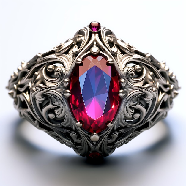 Ring silver luxury jewelry red