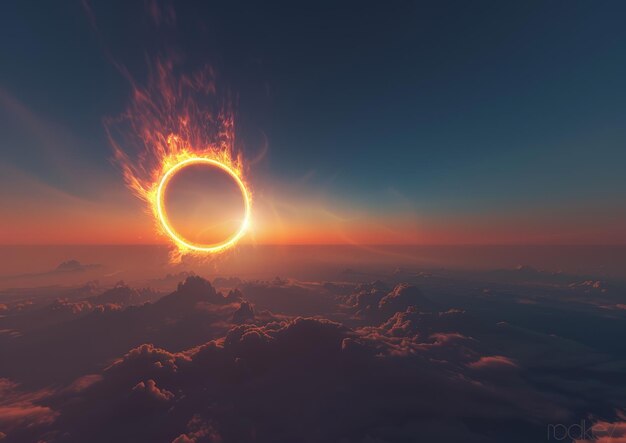 a ring of sun in the sky with the sun in the background