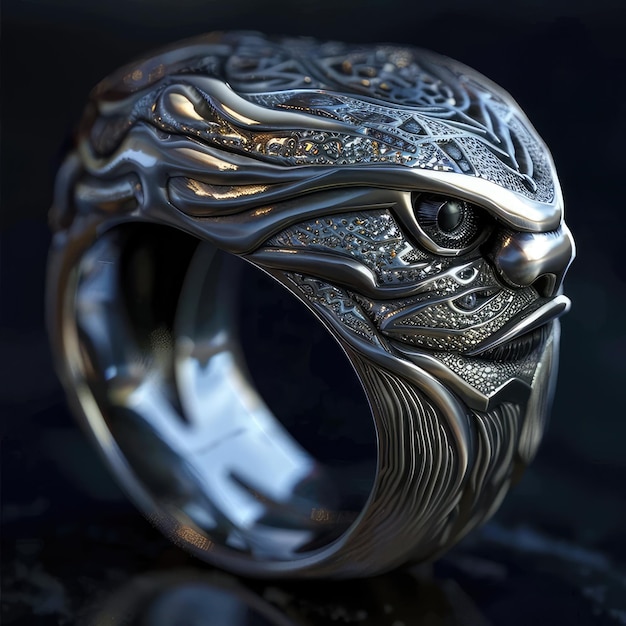 Photo a ring that has a fish head on it