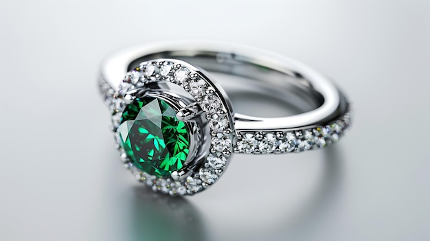 a ring with a green diamond and a green diamond