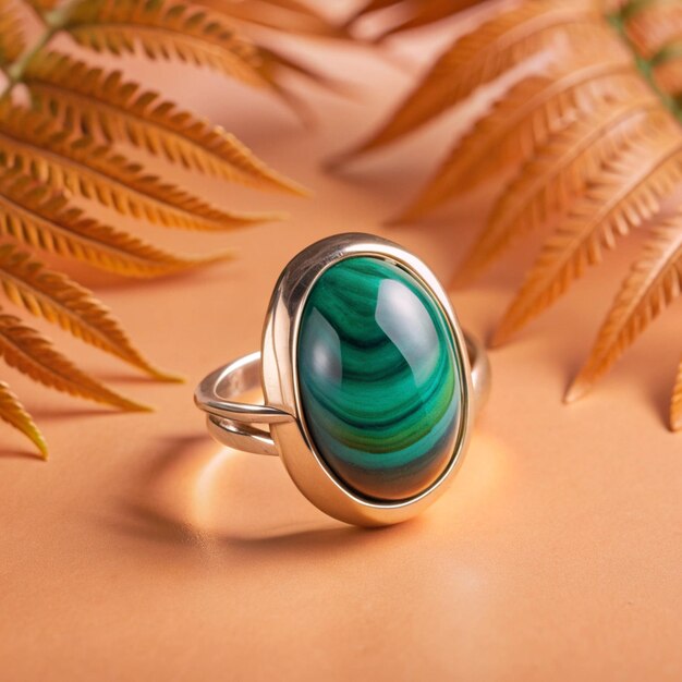 Photo a ring with a green garnet and a green stone