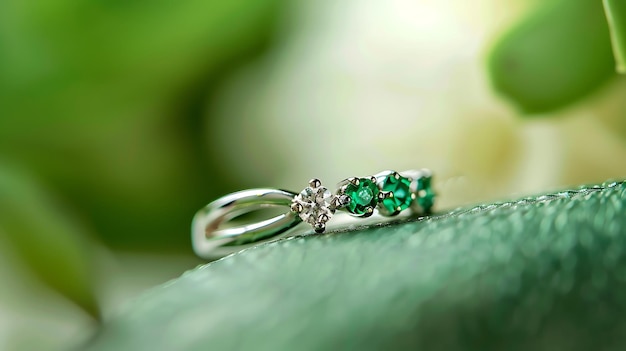 a ring with green sapphires and diamonds